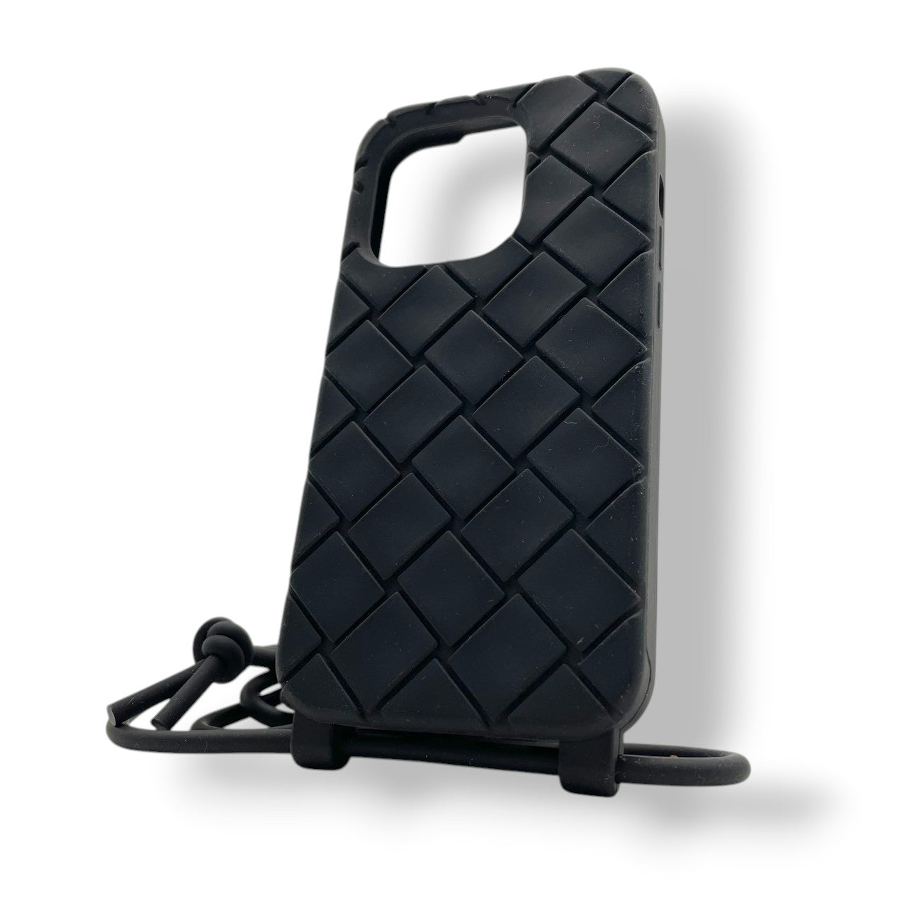美品 ボッテガヴェネタ BOTTEGA VENETA スマホケース iPhone 携帯カバー スマートフォン シリコン ラバー ブラック 黒 イントレチャート マキシ 男女兼用 ユニセックス カジュアル クラシック エレガント ビンテージ レトロ 上品 M5