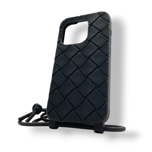 美品 ボッテガヴェネタ BOTTEGA VENETA スマホケース iPhone 携帯カバー スマートフォン シリコン ラバー ブラック 黒 イントレチャート マキシ 男女兼用 ユニセックス カジュアル クラシック エレガント ビンテージ レトロ 上品 M5