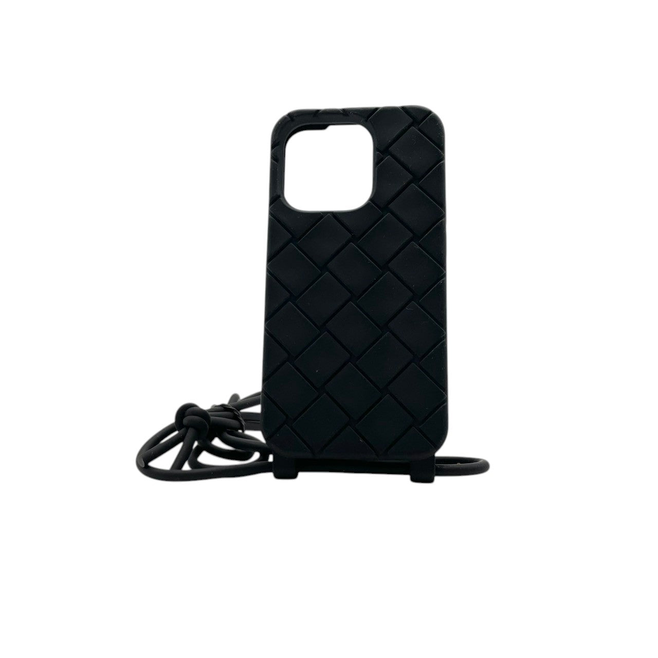 美品 ボッテガヴェネタ BOTTEGA VENETA スマホケース iPhone 携帯カバー スマートフォン シリコン ラバー ブラック 黒 イントレチャート マキシ 男女兼用 ユニセックス カジュアル クラシック エレガント ビンテージ レトロ 上品 M5