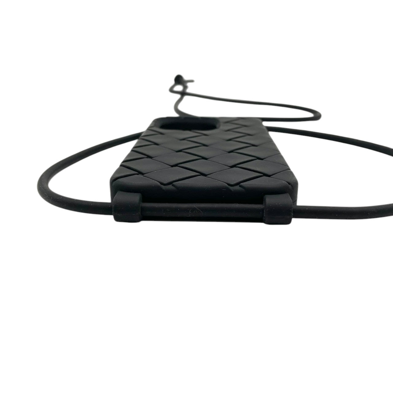 美品 ボッテガヴェネタ BOTTEGA VENETA スマホケース iPhone 携帯カバー スマートフォン シリコン ラバー ブラック 黒 イントレチャート マキシ 男女兼用 ユニセックス カジュアル クラシック エレガント ビンテージ レトロ 上品 M5