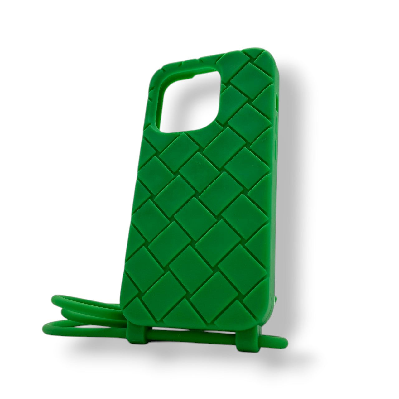 美品 ボッテガヴェネタ BOTTEGA VENETA スマホケース iPhone 携帯カバー スマートフォン シリコン ラバー グリーン 緑 イントレチャート マキシ 男女兼用 ユニセックス カジュアル クラシック エレガント ビンテージ レトロ 上品 M5