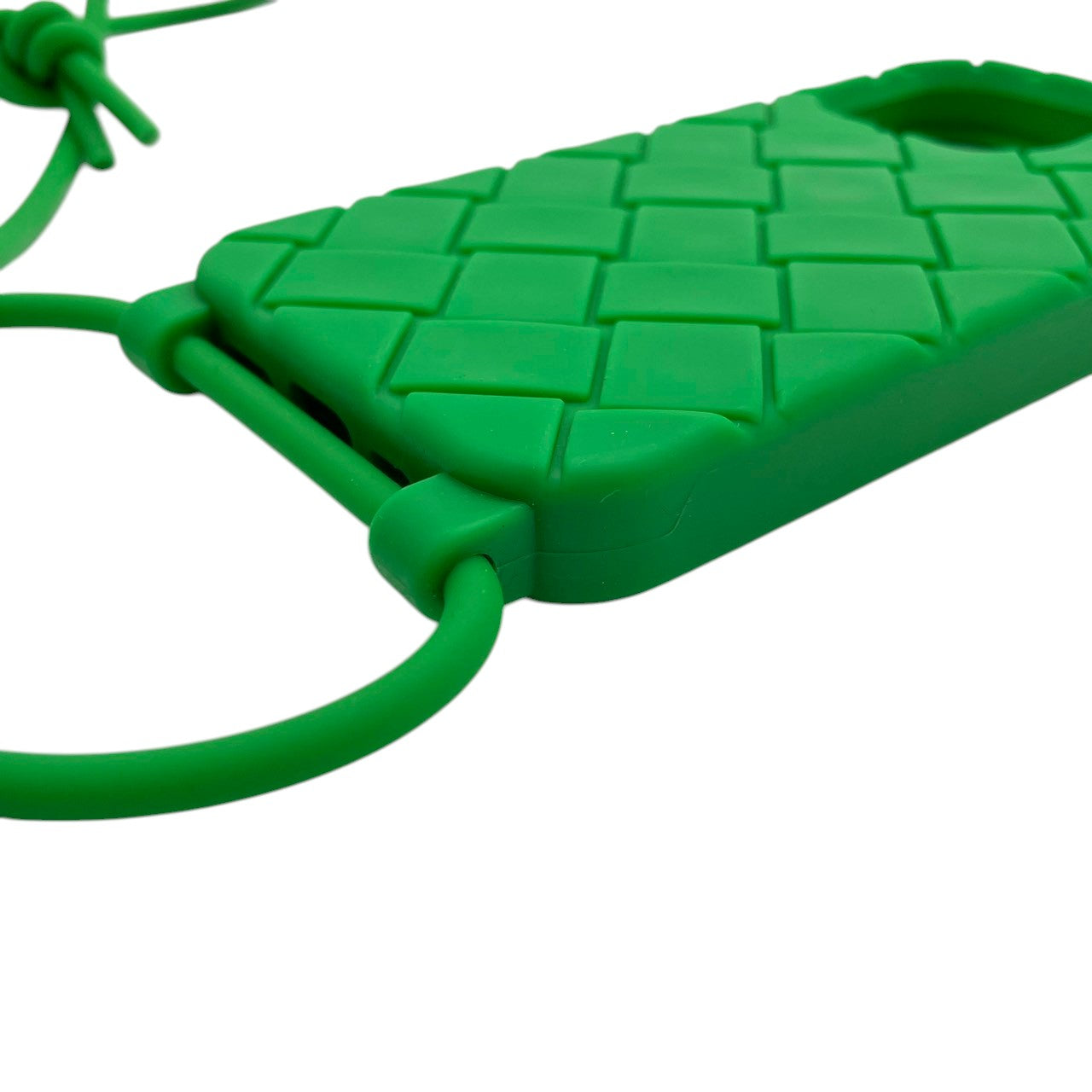 美品 ボッテガヴェネタ BOTTEGA VENETA スマホケース iPhone 携帯カバー スマートフォン シリコン ラバー グリーン 緑 イントレチャート マキシ 男女兼用 ユニセックス カジュアル クラシック エレガント ビンテージ レトロ 上品 M5