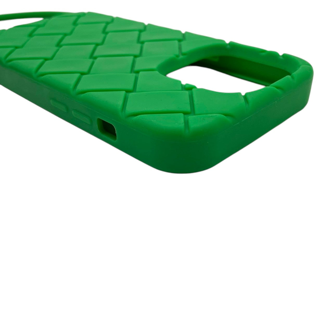 美品 ボッテガヴェネタ BOTTEGA VENETA スマホケース iPhone 携帯カバー スマートフォン シリコン ラバー グリーン 緑 イントレチャート マキシ 男女兼用 ユニセックス カジュアル クラシック エレガント ビンテージ レトロ 上品 M5