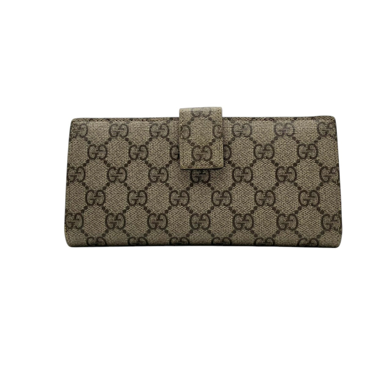 美品 グッチ GUCCI 長財布 ロングウォレット フラップ PVC レザー GGスプリーム シェリーライン リボン ブラウン 茶 レディース カジュアル フォーマル クラシック エレガント ビンテージ レトロ デイリー 通勤 通学 サイフ 小物 上品 M3