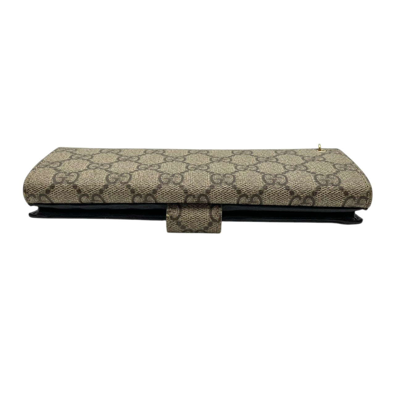 美品 グッチ GUCCI 長財布 ロングウォレット フラップ PVC レザー GGスプリーム シェリーライン リボン ブラウン 茶 レディース カジュアル フォーマル クラシック エレガント ビンテージ レトロ デイリー 通勤 通学 サイフ 小物 上品 M3