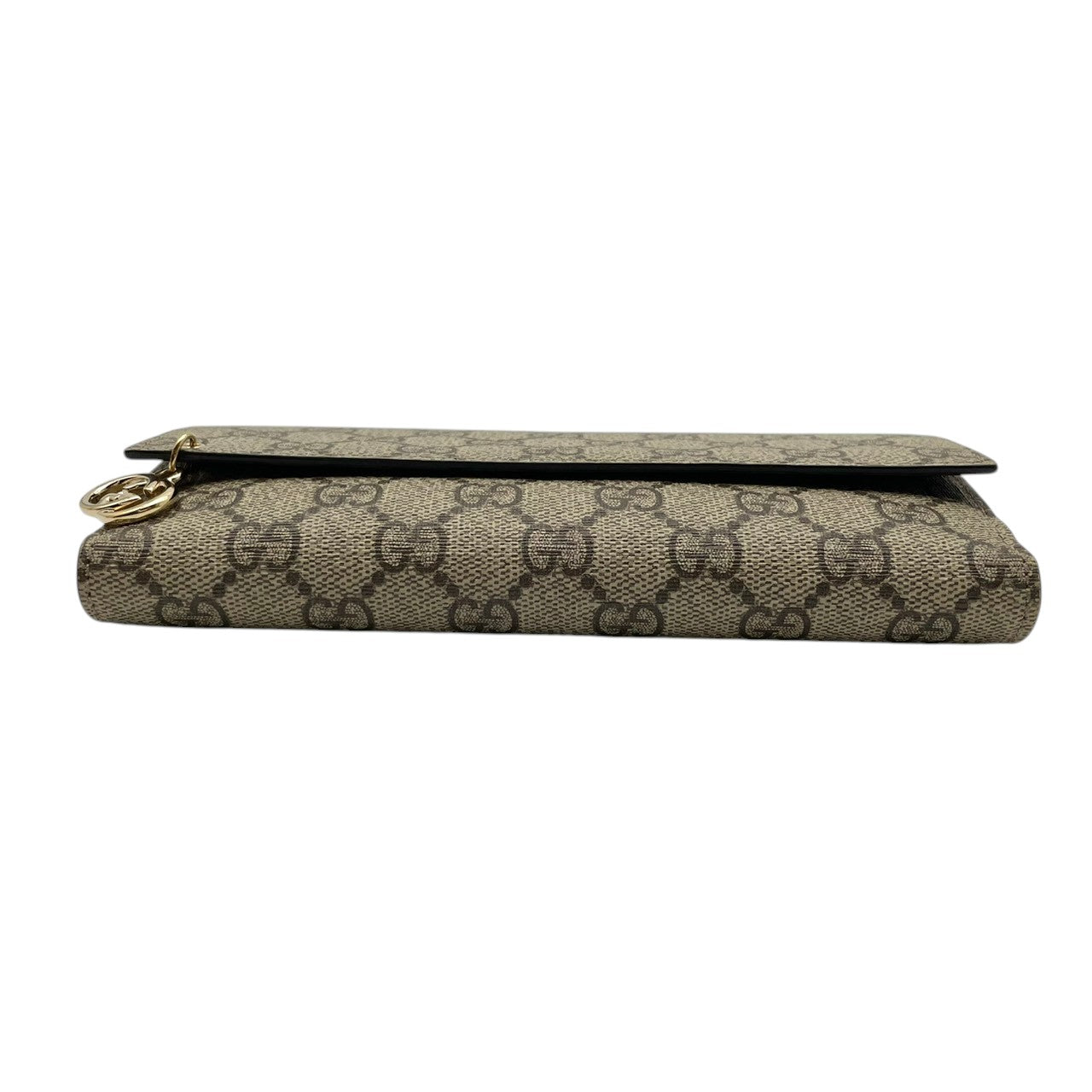 美品 グッチ GUCCI 長財布 ロングウォレット フラップ PVC レザー GGスプリーム シェリーライン リボン ブラウン 茶 レディース カジュアル フォーマル クラシック エレガント ビンテージ レトロ デイリー 通勤 通学 サイフ 小物 上品 M3