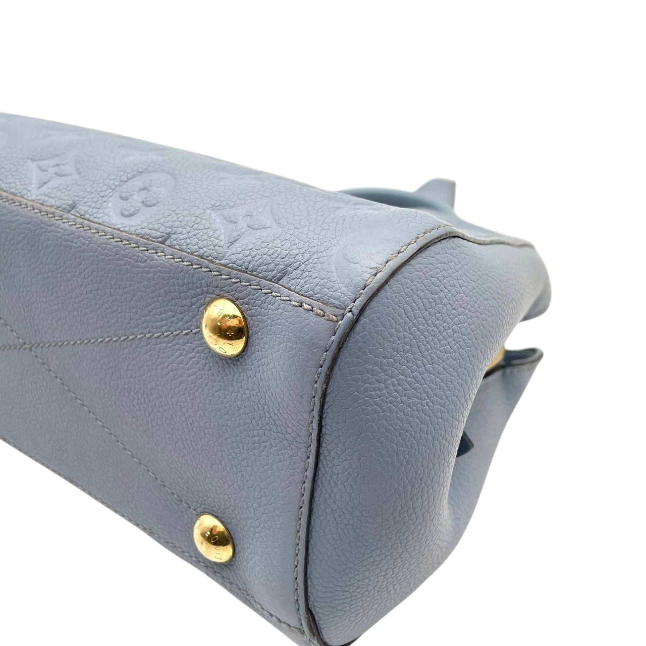 美品 ルイヴィトン LOUIS VUITTON ハンドバッグ モンテーニュBB モノグラムアンプラント レザー 2WAY ショルダーバッグ ハンドバッグ ライトブルー 斜め掛け クロスボディ 自立可 レディース 上品 クラシック エレガント 鞄 s18