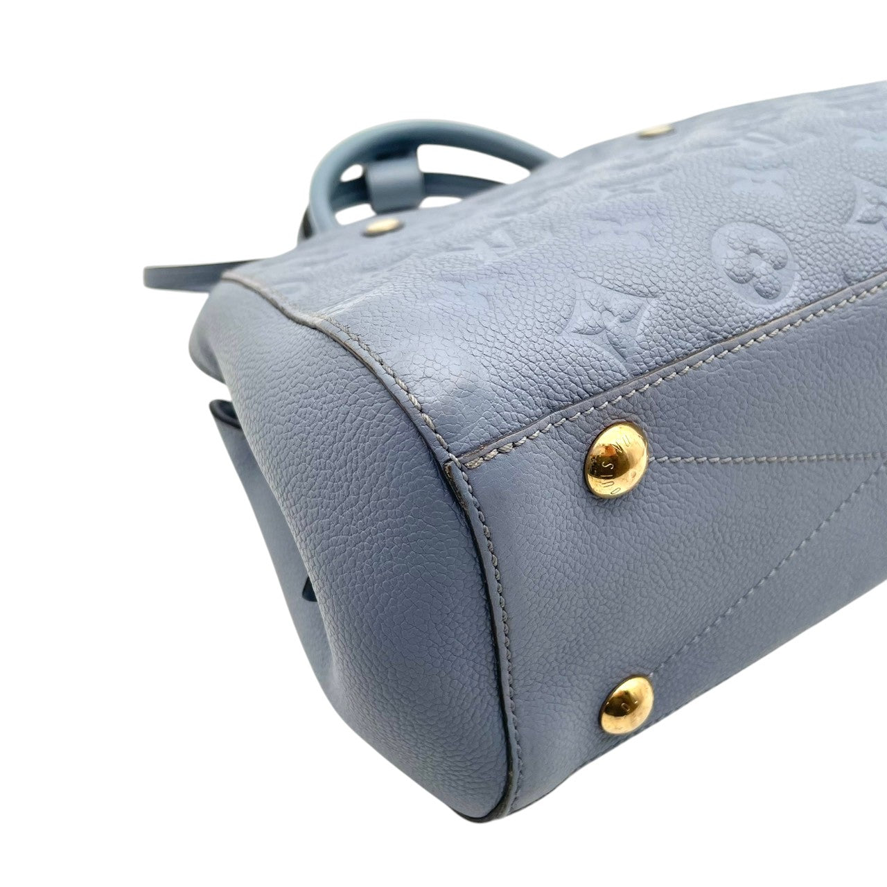 美品 ルイヴィトン LOUIS VUITTON ハンドバッグ モンテーニュBB モノグラムアンプラント レザー 2WAY ショルダーバッグ ハンドバッグ ライトブルー 斜め掛け クロスボディ 自立可 レディース 上品 クラシック エレガント 鞄 s18