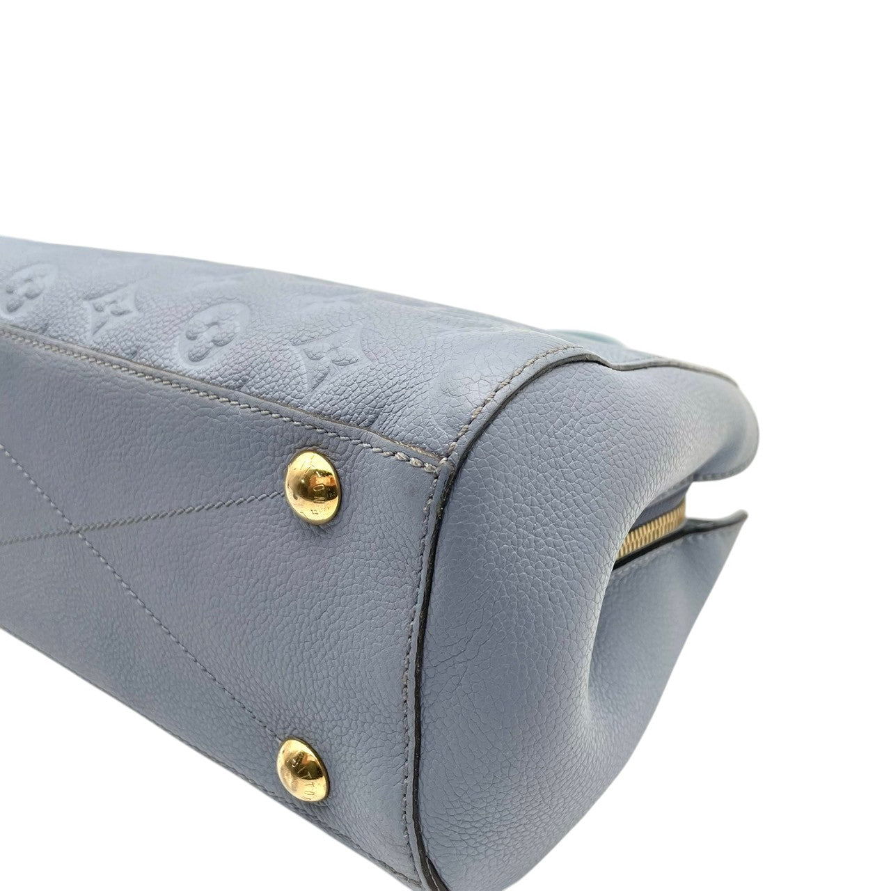 美品 ルイヴィトン LOUIS VUITTON ハンドバッグ モンテーニュBB モノグラムアンプラント レザー 2WAY ショルダーバッグ ハンドバッグ ライトブルー 斜め掛け クロスボディ 自立可 レディース 上品 クラシック エレガント 鞄 s18