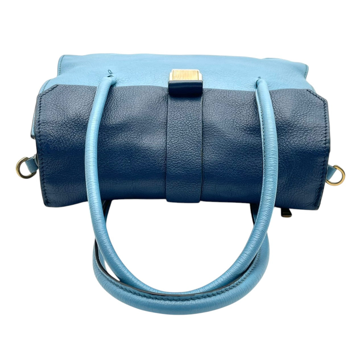 良品 ミュウミュウ miumiu マテラッセ 2WAY ハンドバッグ ショルダーバッグ 斜め掛け可 自立可 レザー 本革 ネイビー 水色 バイカラー ゴールド金具 レディース カジュアル エレガント クラシック ビンテージ 上品 華やか 鞄 かばん S18