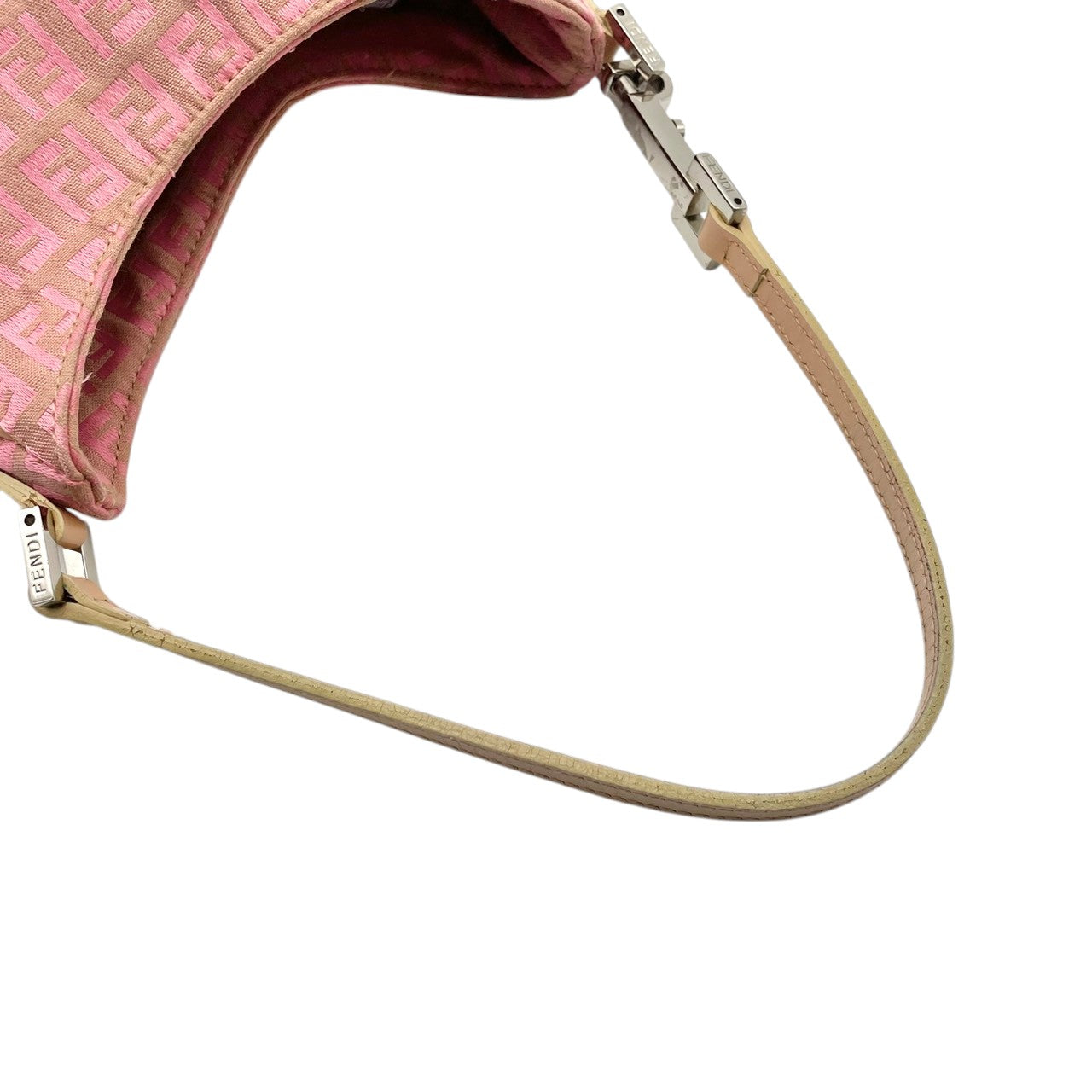 フェンディ FENDI ズッキーノ キャンバス レザー ピンクベージュ ハンドバッグ トートバッグ 肩掛け ワンショルダー レディース カジュアル エレガント ビンテージ レトロ 上品 鞄 かばん カバン お出かけ 普段使い 華やか 希少 レア 訳あり S18