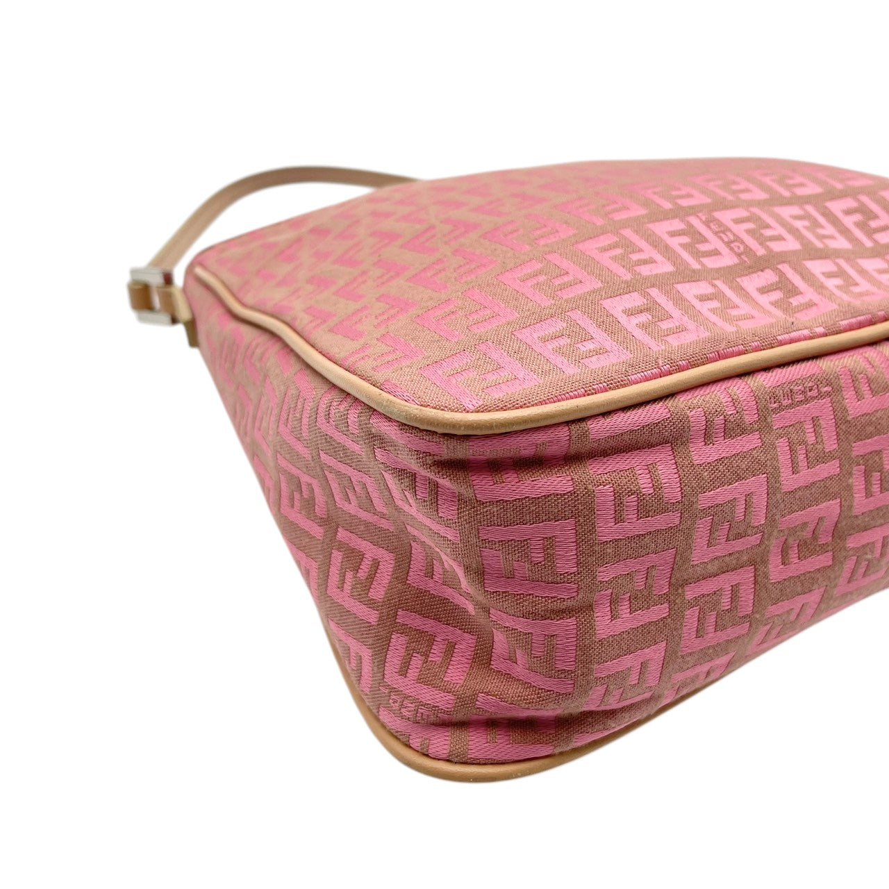 フェンディ FENDI ズッキーノ キャンバス レザー ピンクベージュ ハンドバッグ トートバッグ 肩掛け ワンショルダー レディース カジュアル エレガント ビンテージ レトロ 上品 鞄 かばん カバン お出かけ 普段使い 華やか 希少 レア 訳あり S18