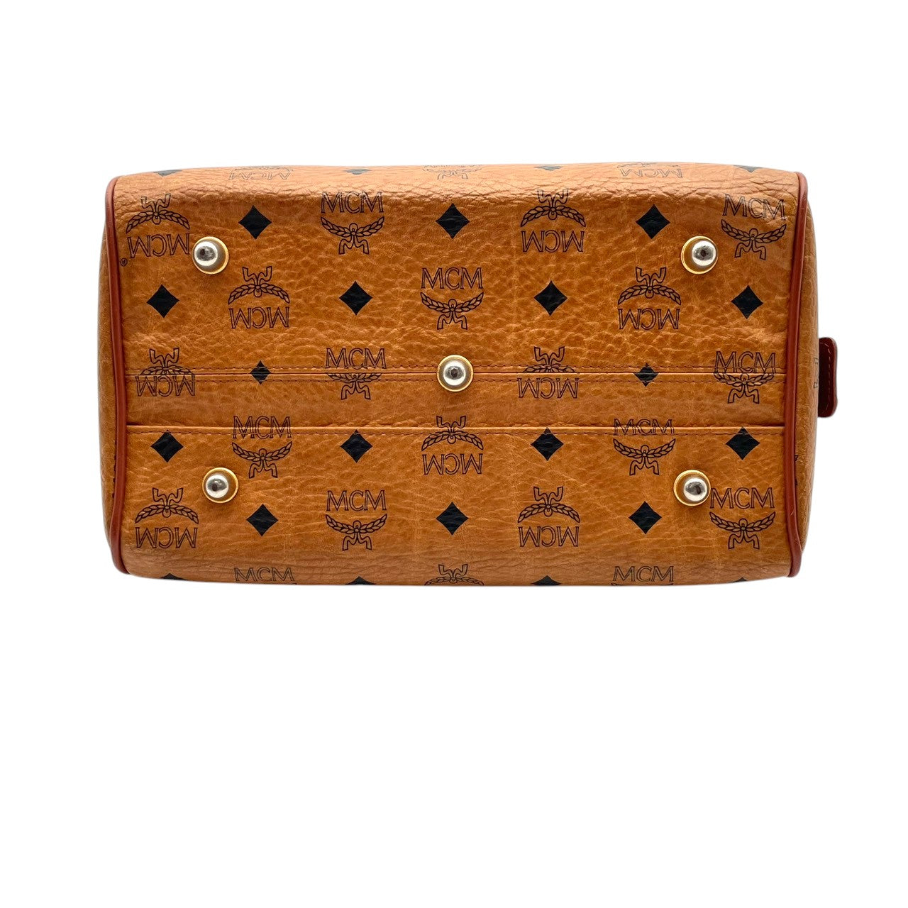 良品 エムシーエム MCM ヴィセトス ミニボストンバッグ ハンドバッグ レザー 本革 ブラウン 茶色 モノグラム ロゴ 総柄 レディース カジュアル ヴィンテージ レトロ クラシック エレガント 上品 鞄 かばん カバン お出かけ 普段使い 華やか S15