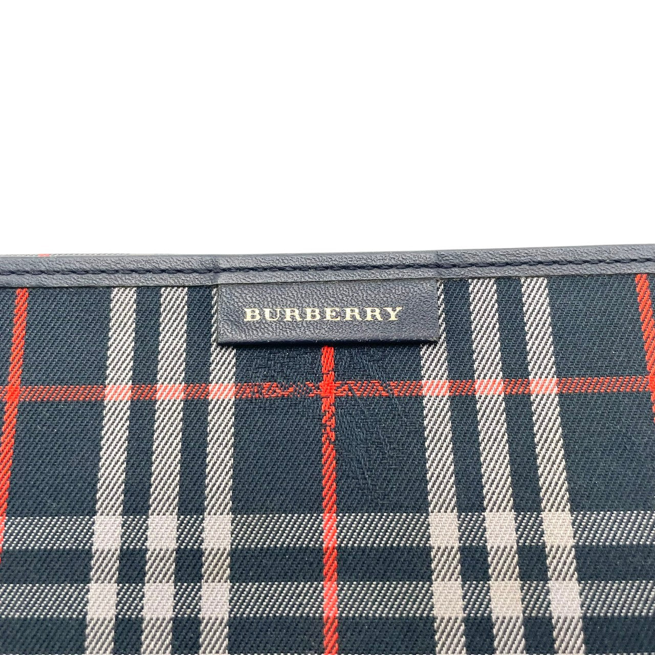 良品 バーバリー BURBERRY 二つ折り財布 札入れ 長財布 キャンバス レザー ネイビー 紺 ノバチェック ヴィンテージチェック メンズ レディース ユニセックス カジュアル ビジネス クラシック ビンテージ 上品 鞄 お出かけ ギフト 小物 M4