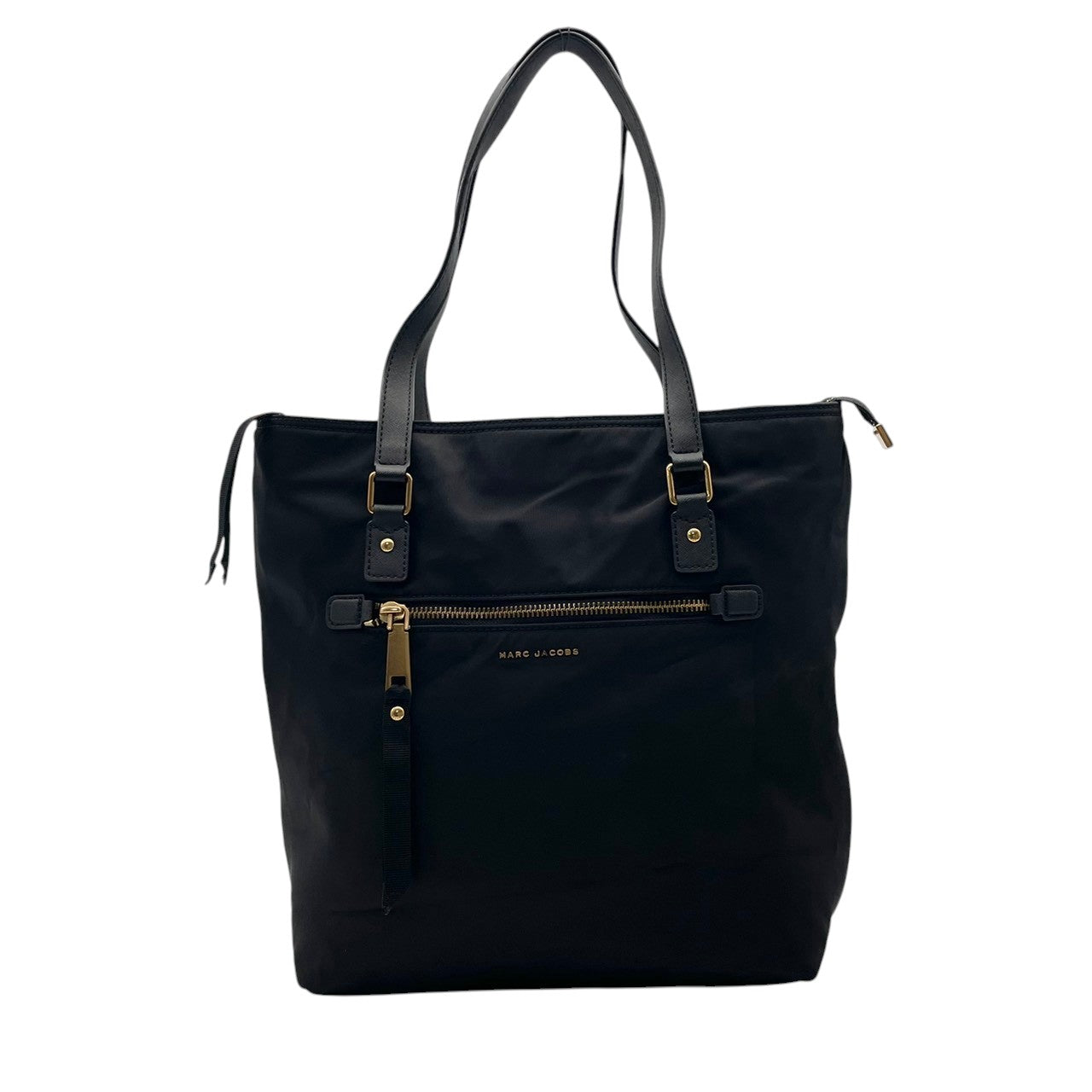 マークジェイコブス MARC JACOBS トートバッグ ナイロン レザー A4収納 通勤 通学 肩掛け ワンショルダー ブラック 黒 ゴールド金具 レディース エレガント カジュアル クラシック 大容量 軽量 ビジネス 旅行 シンプル 丈夫 美品 S24