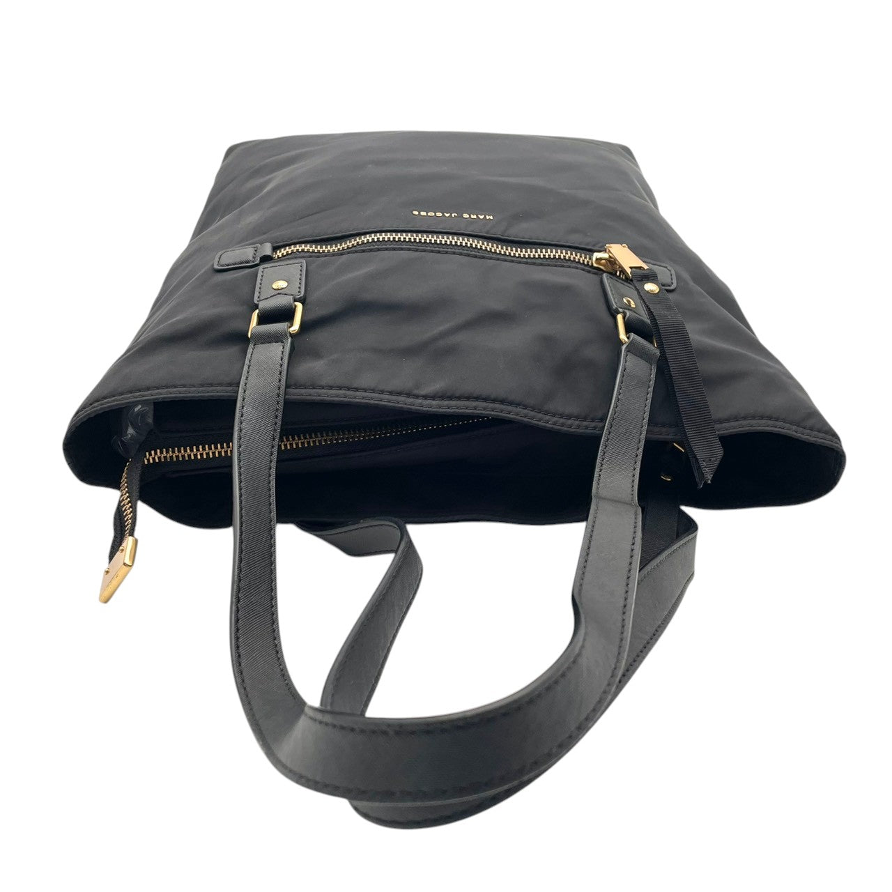 マークジェイコブス MARC JACOBS トートバッグ ナイロン レザー A4収納 通勤 通学 肩掛け ワンショルダー ブラック 黒 ゴールド金具 レディース エレガント カジュアル クラシック 大容量 軽量 ビジネス 旅行 シンプル 丈夫 美品 S24