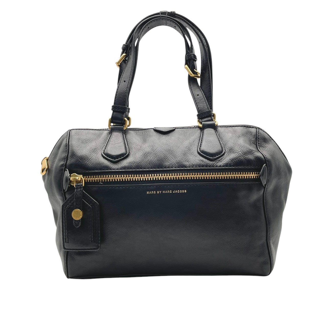美品 マークジェイコブス MARC JACOBS トートバッグ ハンドバッグ レザー 本革 ワンショルダー 肩掛け ブラック 黒 ゴールド金具 A4収納 通勤 通学 ビジネス カジュアル レディース エレガント クラシック ビンテージ シンプル 自立可 S24