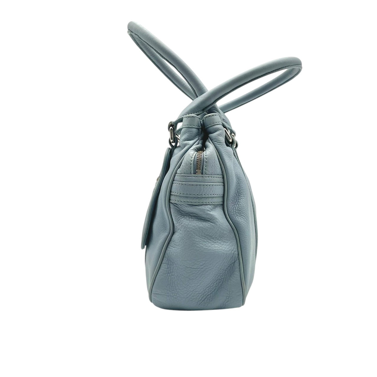 良品 マークバイマークジェイコブス MARC BY MARC JACOBS トートバッグ ハンドバッグ レザー 本革 ワンショルダー 肩掛け A4収納 通勤 通学 ビジネス 水色 ライトブルー パステルカラー レディース エレガント クラシック ビンテージ シンプル 自立可 S24