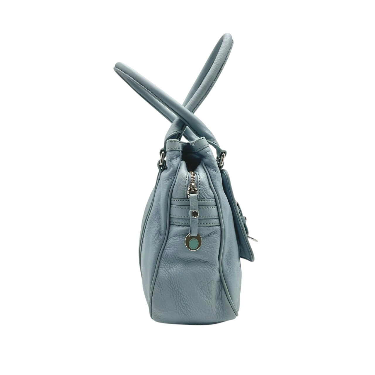 良品 マークバイマークジェイコブス MARC BY MARC JACOBS トートバッグ ハンドバッグ レザー 本革 ワンショルダー 肩掛け A4収納 通勤 通学 ビジネス 水色 ライトブルー パステルカラー レディース エレガント クラシック ビンテージ シンプル 自立可 S24