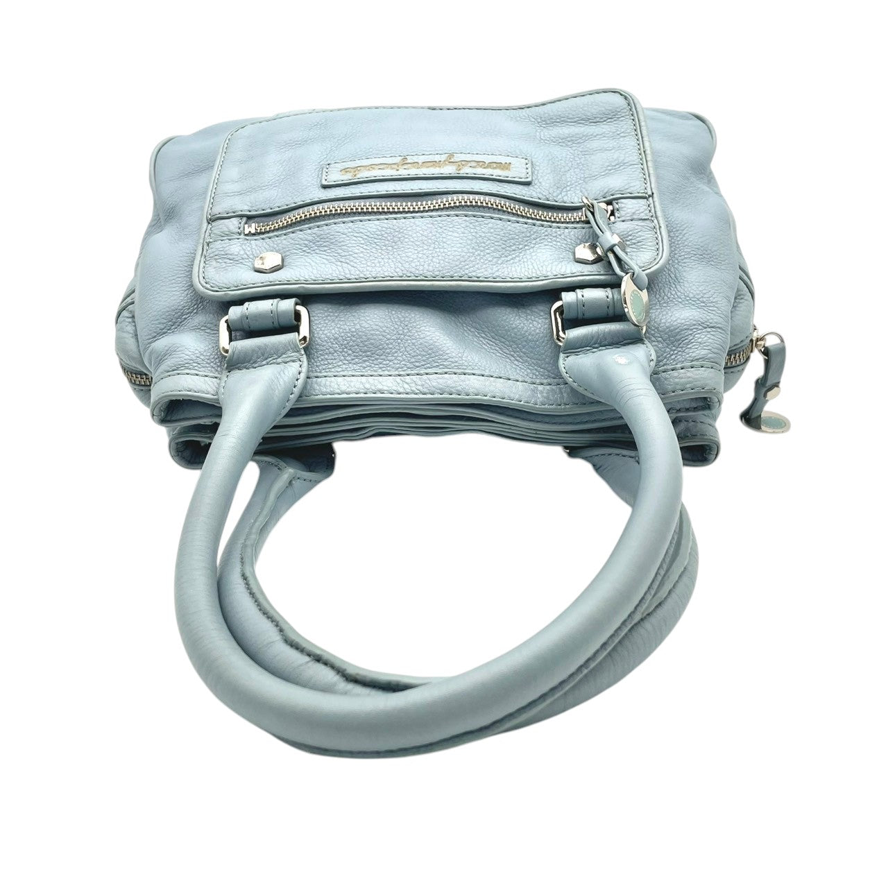 良品 マークバイマークジェイコブス MARC BY MARC JACOBS トートバッグ ハンドバッグ レザー 本革 ワンショルダー 肩掛け A4収納 通勤 通学 ビジネス 水色 ライトブルー パステルカラー レディース エレガント クラシック ビンテージ シンプル 自立可 S24