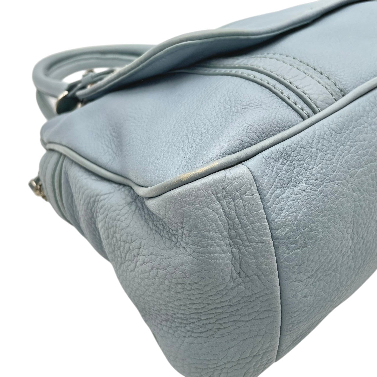 良品 マークバイマークジェイコブス MARC BY MARC JACOBS トートバッグ ハンドバッグ レザー 本革 ワンショルダー 肩掛け A4収納 通勤 通学 ビジネス 水色 ライトブルー パステルカラー レディース エレガント クラシック ビンテージ シンプル 自立可 S24