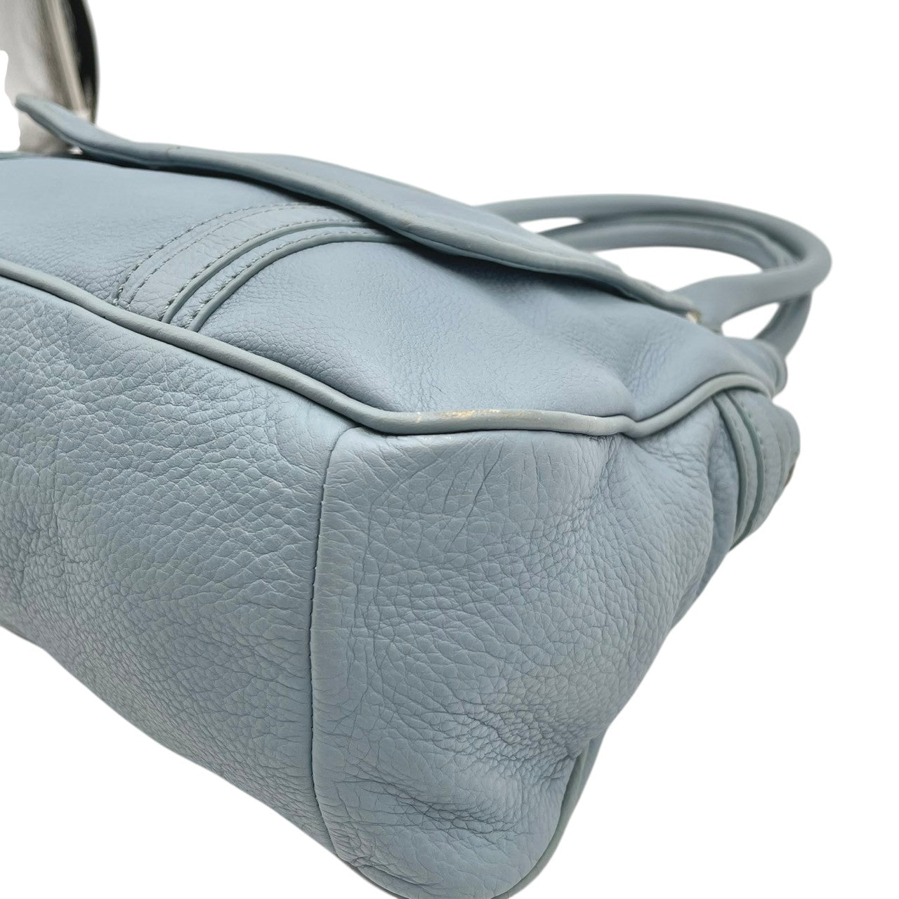 良品 マークバイマークジェイコブス MARC BY MARC JACOBS トートバッグ ハンドバッグ レザー 本革 ワンショルダー 肩掛け A4収納 通勤 通学 ビジネス 水色 ライトブルー パステルカラー レディース エレガント クラシック ビンテージ シンプル 自立可 S24