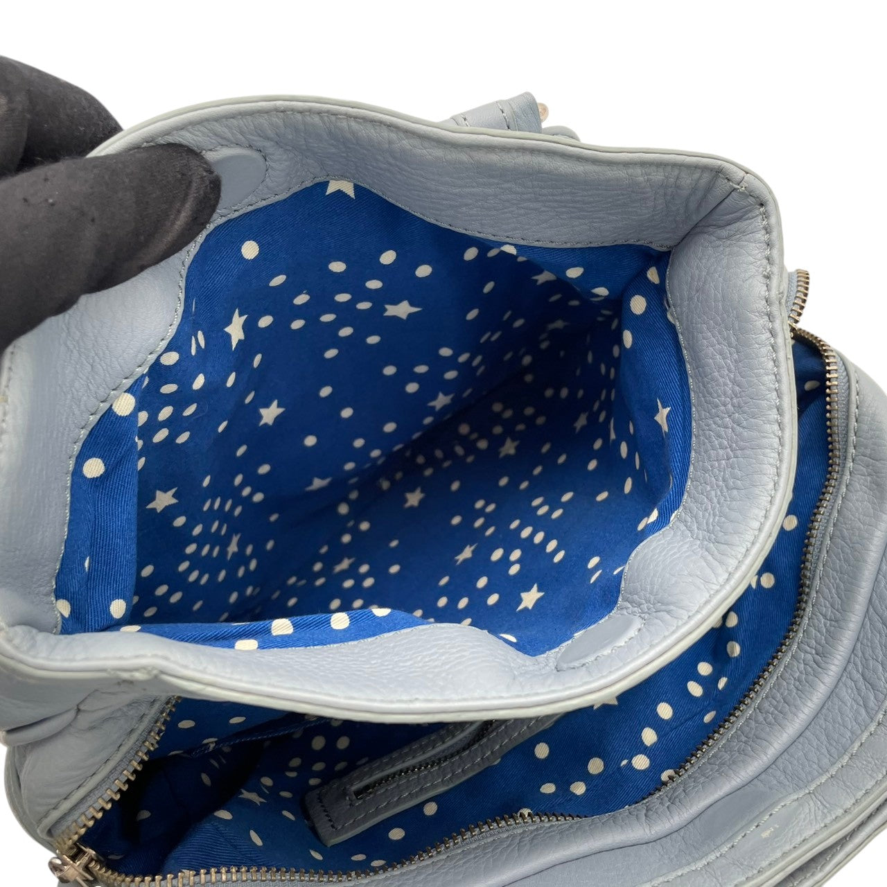 良品 マークバイマークジェイコブス MARC BY MARC JACOBS トートバッグ ハンドバッグ レザー 本革 ワンショルダー 肩掛け A4収納 通勤 通学 ビジネス 水色 ライトブルー パステルカラー レディース エレガント クラシック ビンテージ シンプル 自立可 S24
