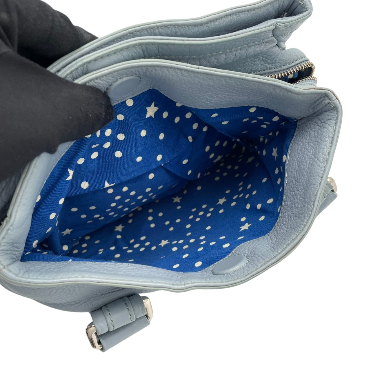 良品 マークバイマークジェイコブス MARC BY MARC JACOBS トートバッグ ハンドバッグ レザー 本革 ワンショルダー 肩掛け A4収納 通勤 通学 ビジネス 水色 ライトブルー パステルカラー レディース エレガント クラシック ビンテージ シンプル 自立可 S24