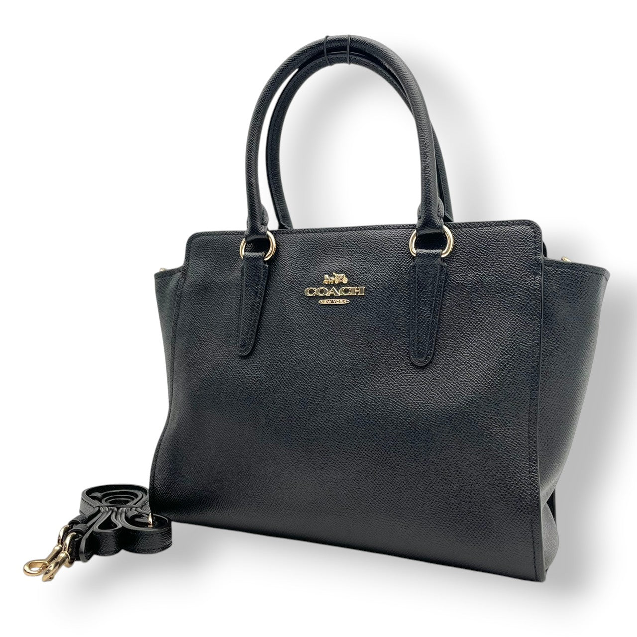 美品 コーチ COACH リア サッチェル 2WAY ショルダーバッグ ハンドバッグ レザー 本革 ブラック 黒 F30555 レディース エレガント クラシック ビンテージ フォーマル カジュアル 丈夫 通勤 通学 お出かけ 斜め掛け可 自立可 S80