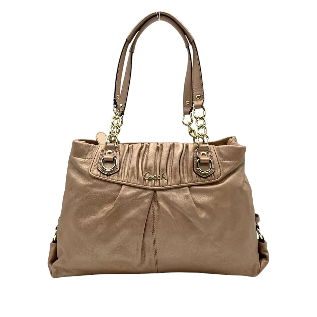 美品 コーチ COACH アシュレイ レザー キャリオール ハンドバッグ トートバッグ 2WAY ピンクベージュ 本革 A4収納可 通勤 通学 肩掛け ワンショルダー レディース エレガント クラシック ビンテージ シンプル 丈夫 大容量 鞄 S80