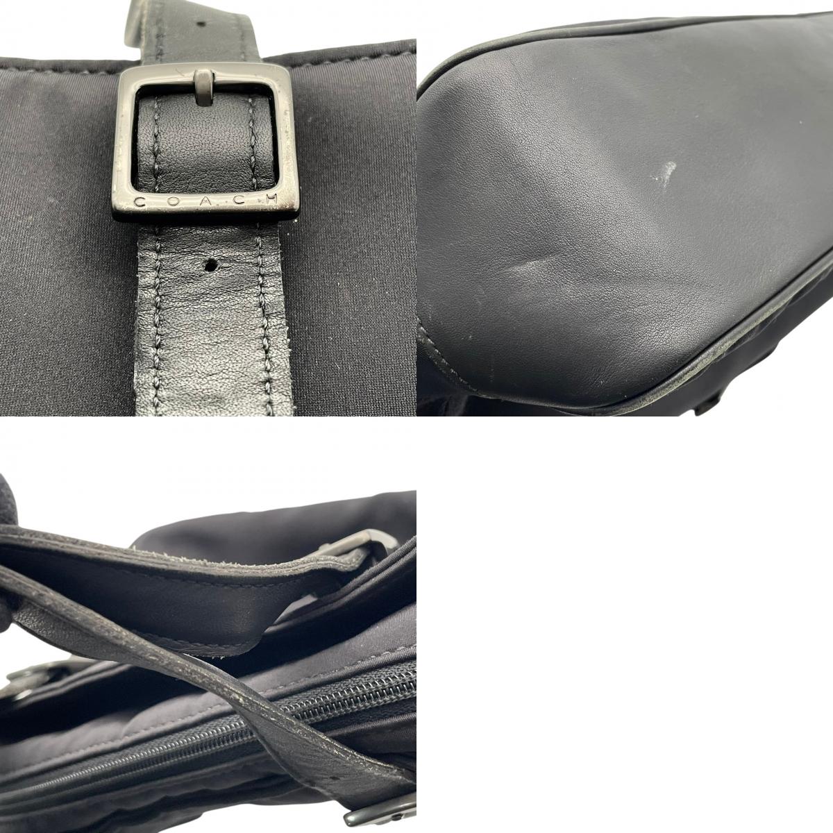 【美品】コーチ COACH トートバッグ 6241 ナイロン レザー ブラック 黒 肩掛け ワンショルダー A4収納 自立可 ビンテージ クラシック エレガント 上品 定番 人気 レディース 通勤 通学 お出かけ ビジネス シルバー金具 ロゴプレート S9