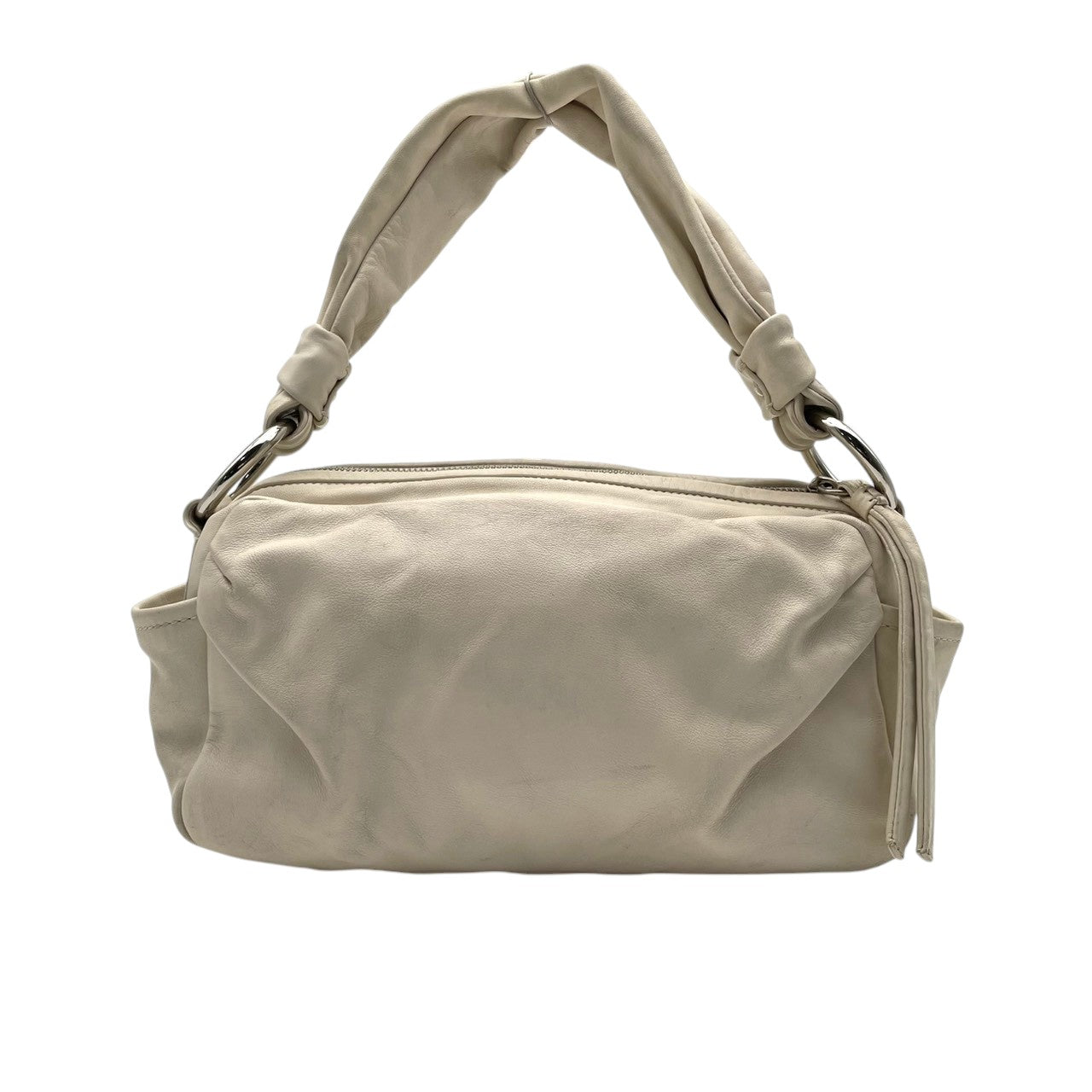 【美品】コーチ COACH ショルダーバッグ 13442 パーカー レザー アイボリー ホワイト系 肩掛け ワンショルダー 自立可 ビンテージ クラシック エレガント 上品 ギャザー レディース 通勤 通学 お出かけ デイリー シルバー金具 定番 人気 S9