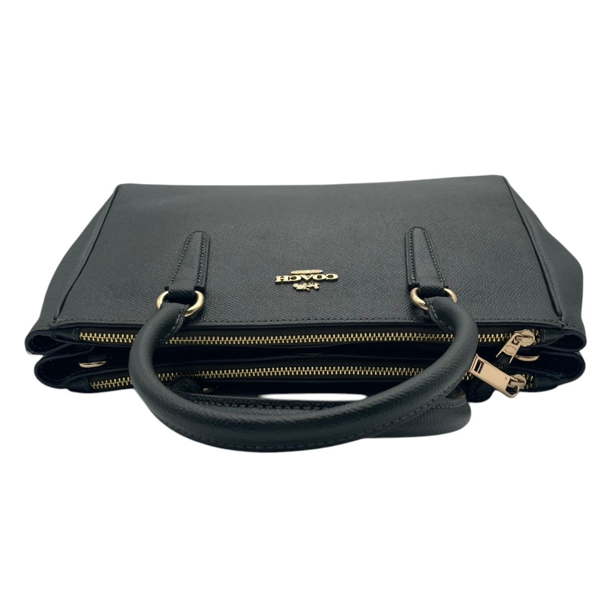 美品 コーチ COACH サリー キャリーオール F44958 2WAY ハンドバッグ ショルダーバッグ レザー 本革 ダークグリーン 緑 クラシック エレガント レディース 通勤 デイリー お出かけ カジュアル シンプル 上品 斜め掛け可 自立可 S98