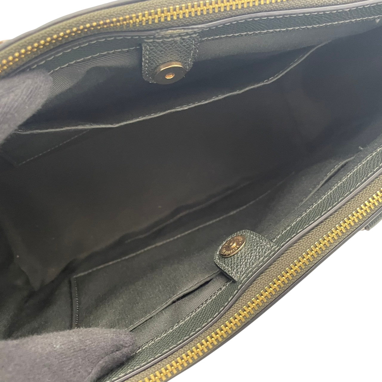 美品 コーチ COACH サリー キャリーオール F44958 2WAY ハンドバッグ ショルダーバッグ レザー 本革 ダークグリーン 緑 クラシック エレガント レディース 通勤 デイリー お出かけ カジュアル シンプル 上品 斜め掛け可 自立可 S98