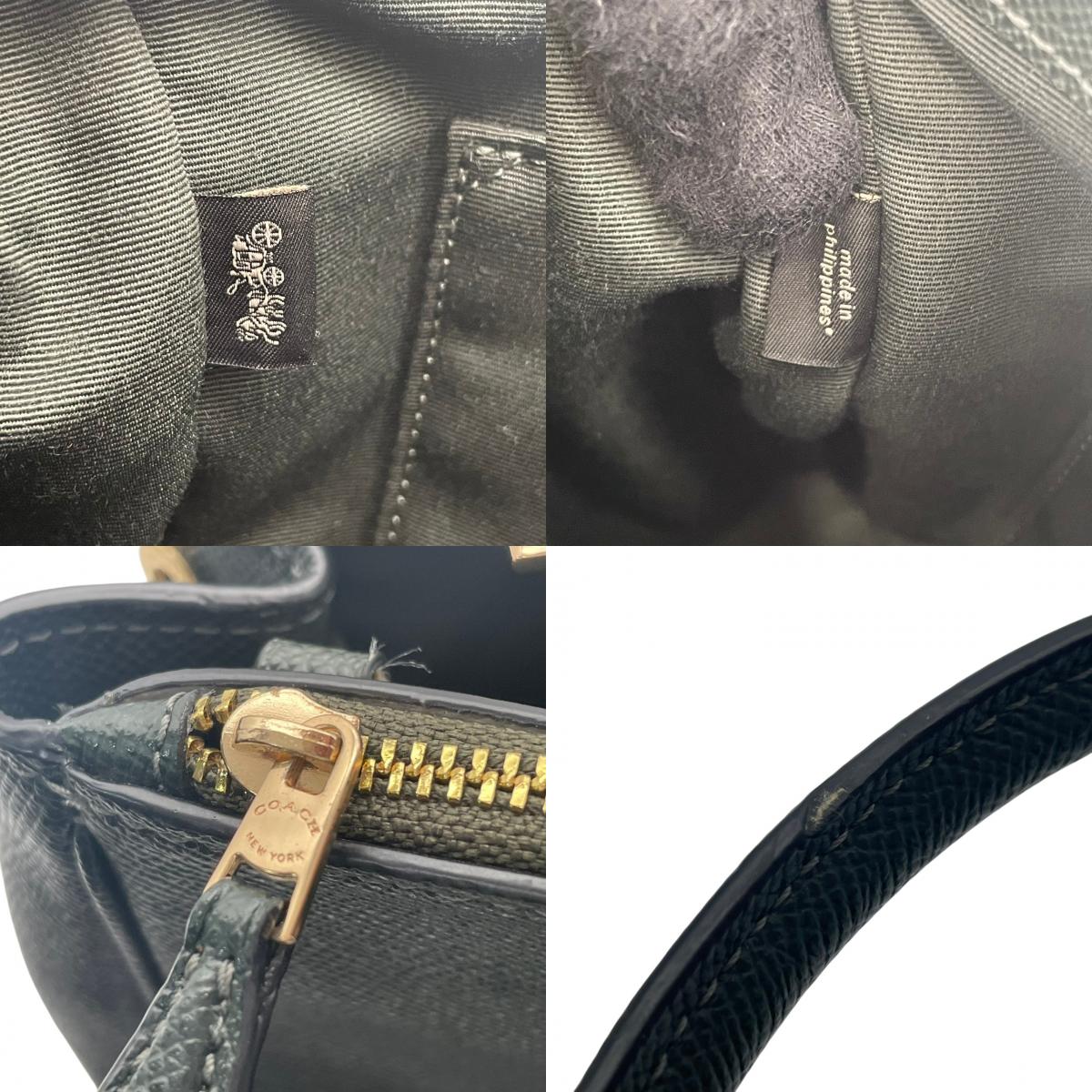美品 コーチ COACH サリー キャリーオール F44958 2WAY ハンドバッグ ショルダーバッグ レザー 本革 ダークグリーン 緑 クラシック エレガント レディース 通勤 デイリー お出かけ カジュアル シンプル 上品 斜め掛け可 自立可 S98