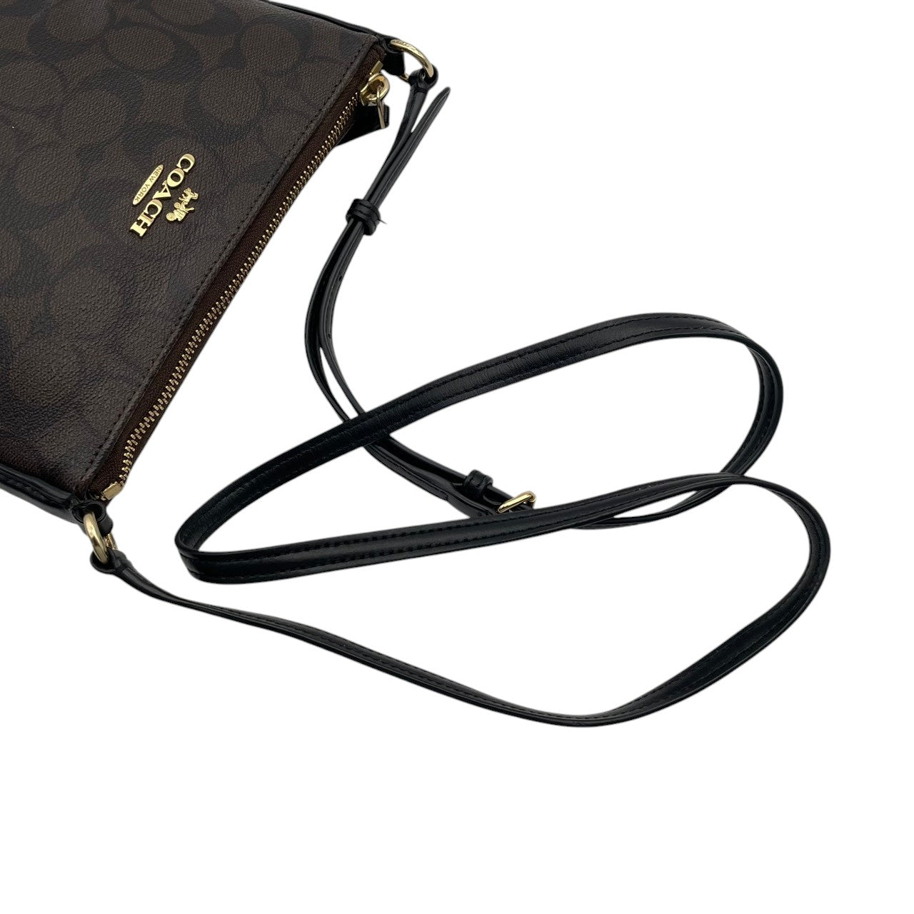 美品 コーチ COACH F58309 シグネチャー ショルダーバッグ クロスボディ サコッシュ PVC レザー 本革 ブラウン 茶 エレガント クラシック レディース 通勤 通学 デイリー お出かけ 旅行 カジュアル シンプル 上品 大人 斜め掛け可 S98