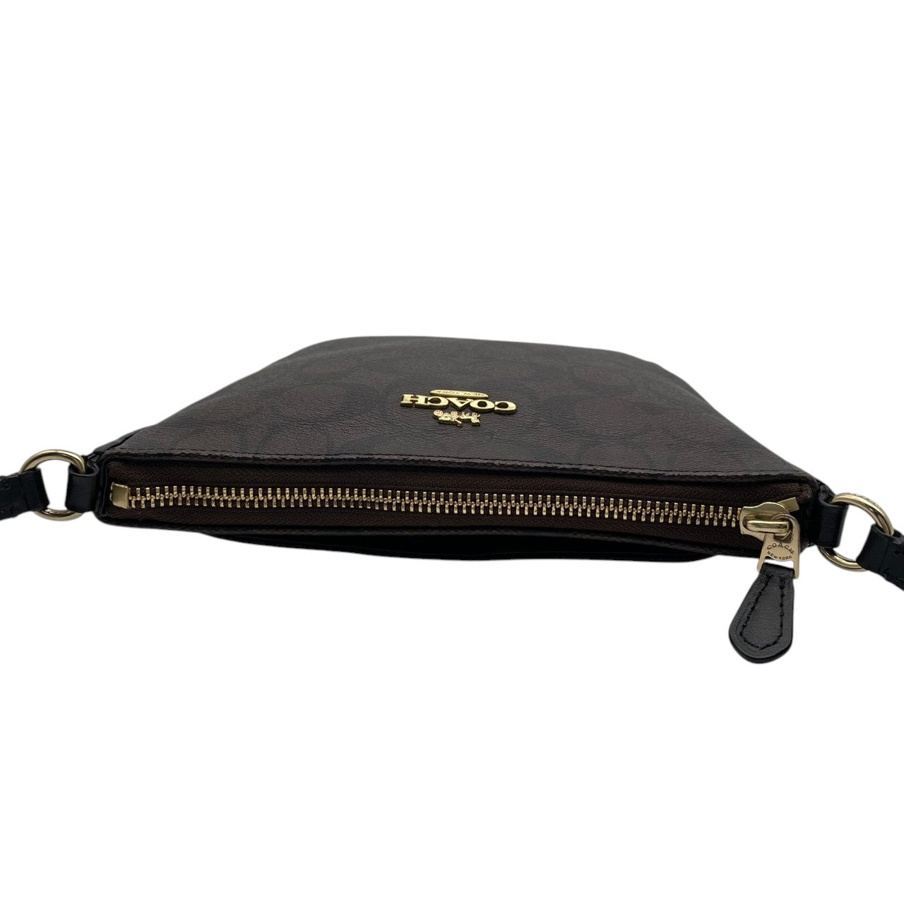 美品 コーチ COACH F58309 シグネチャー ショルダーバッグ クロスボディ サコッシュ PVC レザー 本革 ブラウン 茶 エレガント クラシック レディース 通勤 通学 デイリー お出かけ 旅行 カジュアル シンプル 上品 大人 斜め掛け可 S98