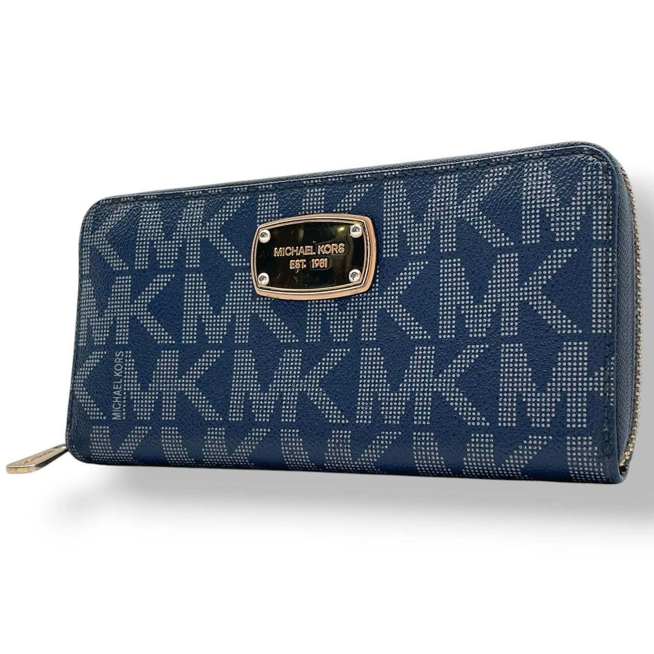 マイケルコース MICHAEL KORS 長財布 ラウンドファスナー ロングウォレット 財布 PVC レザー シグネチャー ネイビー 紺 レディース メンズ ユニセックス カジュアル デイリー ビジネス クラシック エレガント 上品 お出かけ W1
