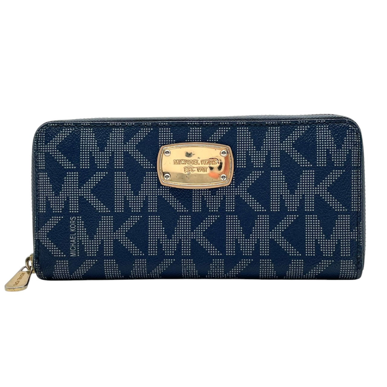 マイケルコース MICHAEL KORS 長財布 ラウンドファスナー ロングウォレット 財布 PVC レザー シグネチャー ネイビー 紺 レディース メンズ ユニセックス カジュアル デイリー ビジネス クラシック エレガント 上品 お出かけ W1