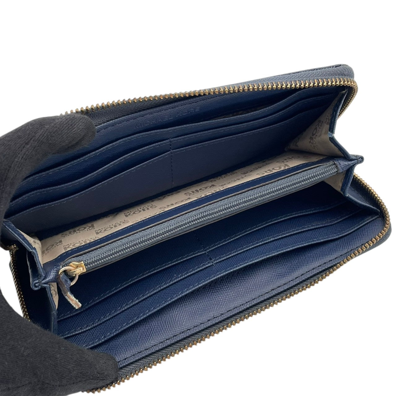 マイケルコース MICHAEL KORS 長財布 ラウンドファスナー ロングウォレット 財布 PVC レザー シグネチャー ネイビー 紺 レディース メンズ ユニセックス カジュアル デイリー ビジネス クラシック エレガント 上品 お出かけ W1