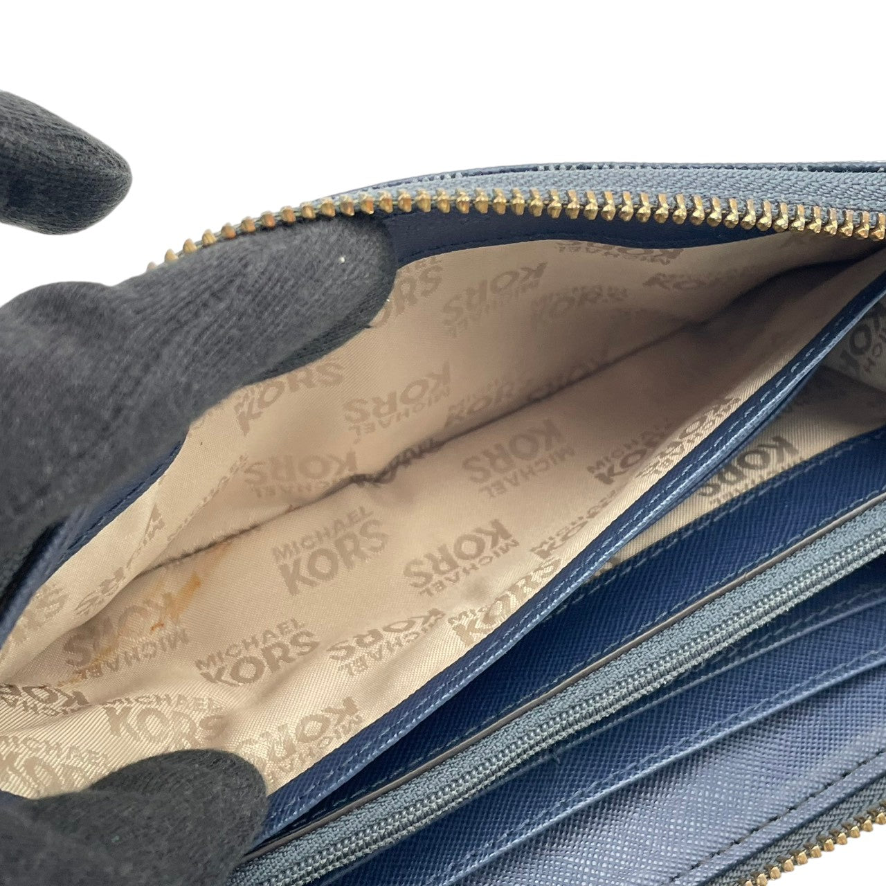 マイケルコース MICHAEL KORS 長財布 ラウンドファスナー ロングウォレット 財布 PVC レザー シグネチャー ネイビー 紺 レディース メンズ ユニセックス カジュアル デイリー ビジネス クラシック エレガント 上品 お出かけ W1