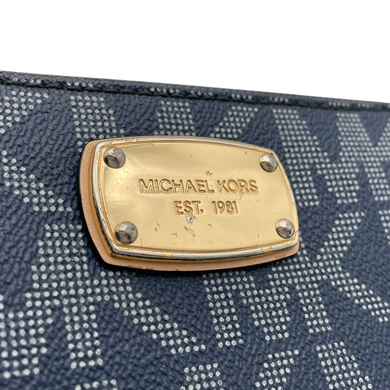 マイケルコース MICHAEL KORS 長財布 ラウンドファスナー ロングウォレット 財布 PVC レザー シグネチャー ネイビー 紺 レディース メンズ ユニセックス カジュアル デイリー ビジネス クラシック エレガント 上品 お出かけ W1