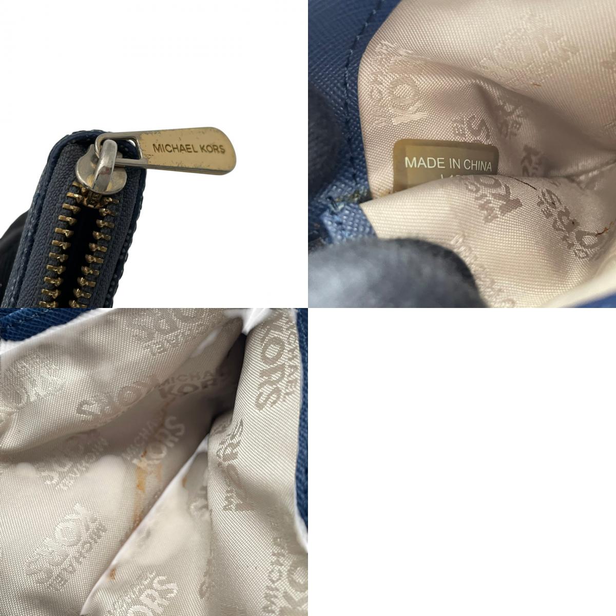 マイケルコース MICHAEL KORS 長財布 ラウンドファスナー ロングウォレット 財布 PVC レザー シグネチャー ネイビー 紺 レディース メンズ ユニセックス カジュアル デイリー ビジネス クラシック エレガント 上品 お出かけ W1