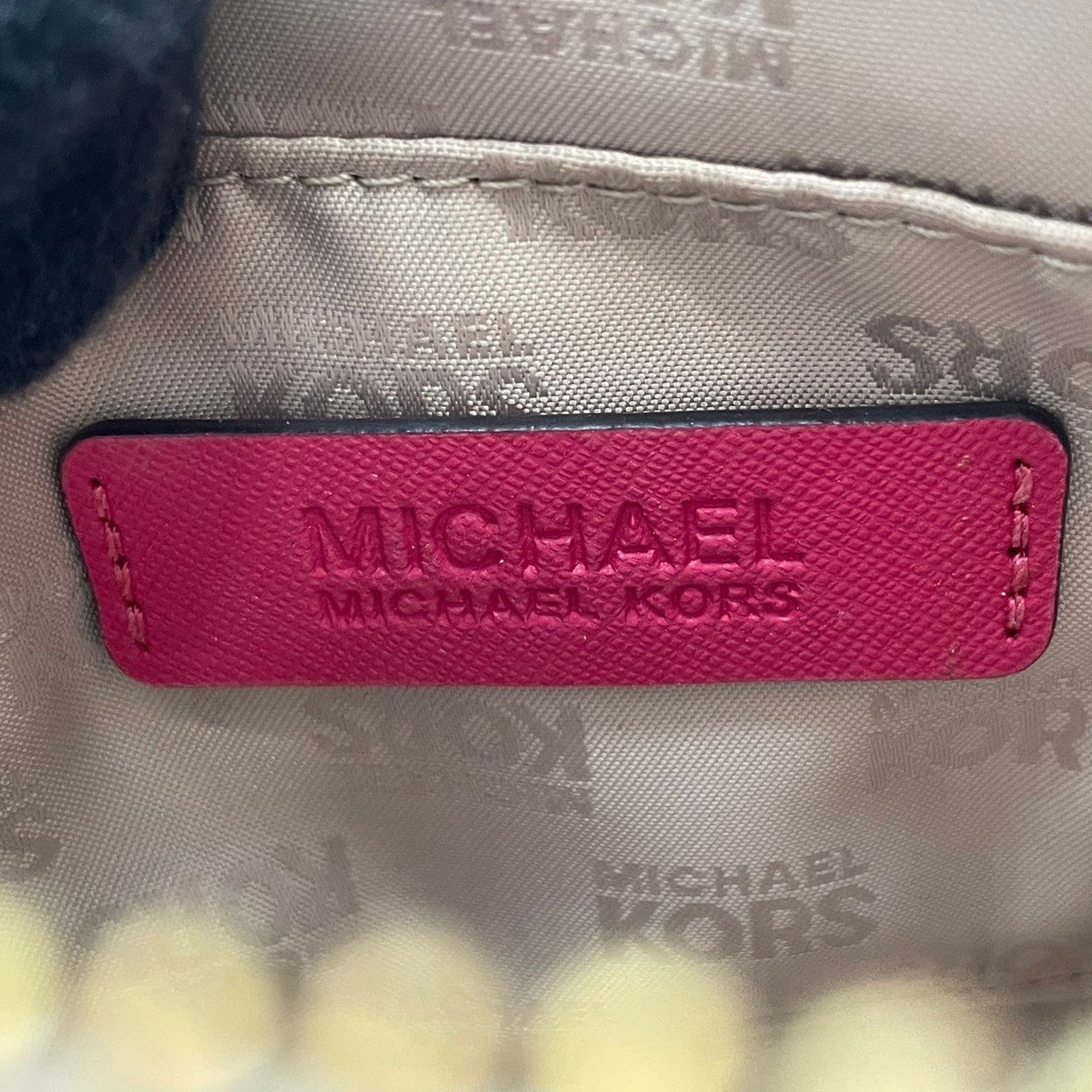 美品 マイケルコース MICHAEL KORS 35S8GY3T3U ポーチ コスメポーチ 小物入れ PVC レザー 本革 ピンク バイカラー フラワー アップリケ リボン レディース エレガント キュート カジュアル デイリー トラベル 旅行 M5