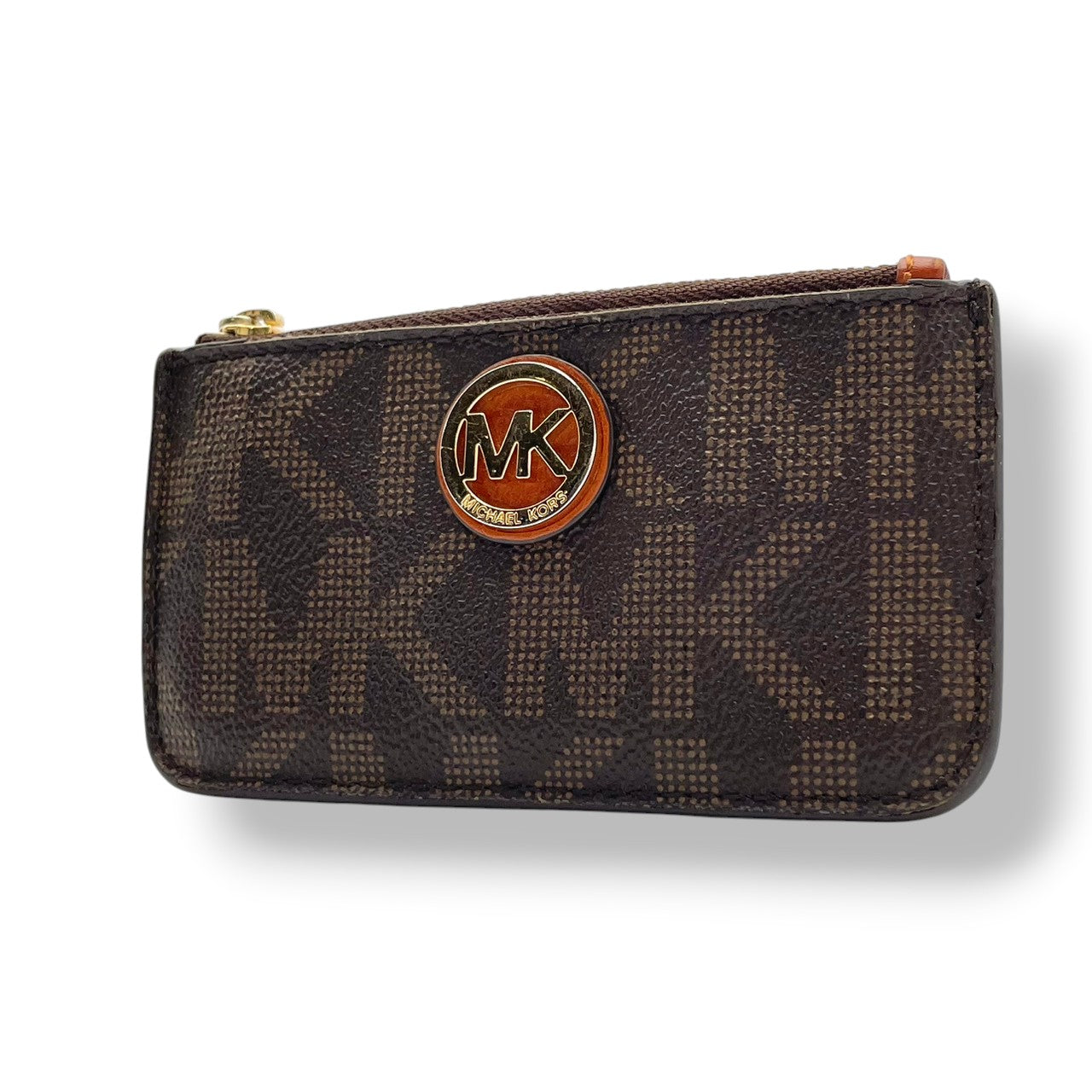 美品 マイケルコース MICHAEL KORS コインケース 小銭入れ カードケース マルチケース PVC レザー 本革 ブラウン 茶 シグネチャー レディース エレガント クラシック カジュアル コンパクト デイリー 通勤 通学 お出かけ 上品 大人 M5