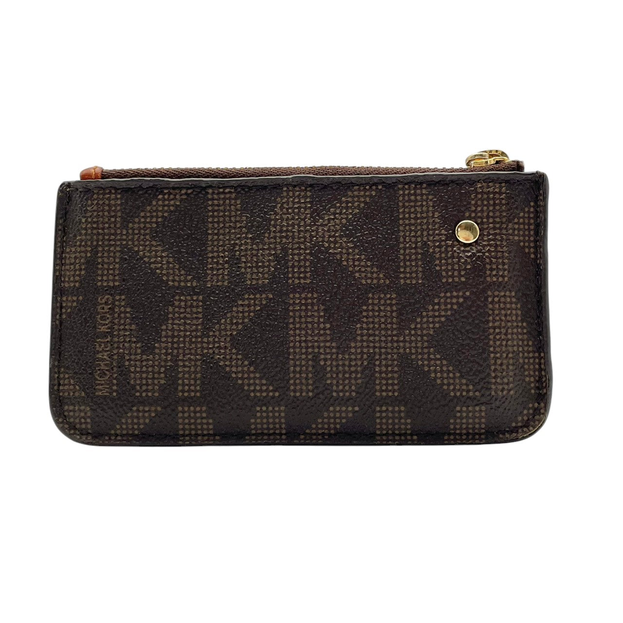 美品 マイケルコース MICHAEL KORS コインケース 小銭入れ カードケース マルチケース PVC レザー 本革 ブラウン 茶 シグネチャー レディース エレガント クラシック カジュアル コンパクト デイリー 通勤 通学 お出かけ 上品 大人 M5