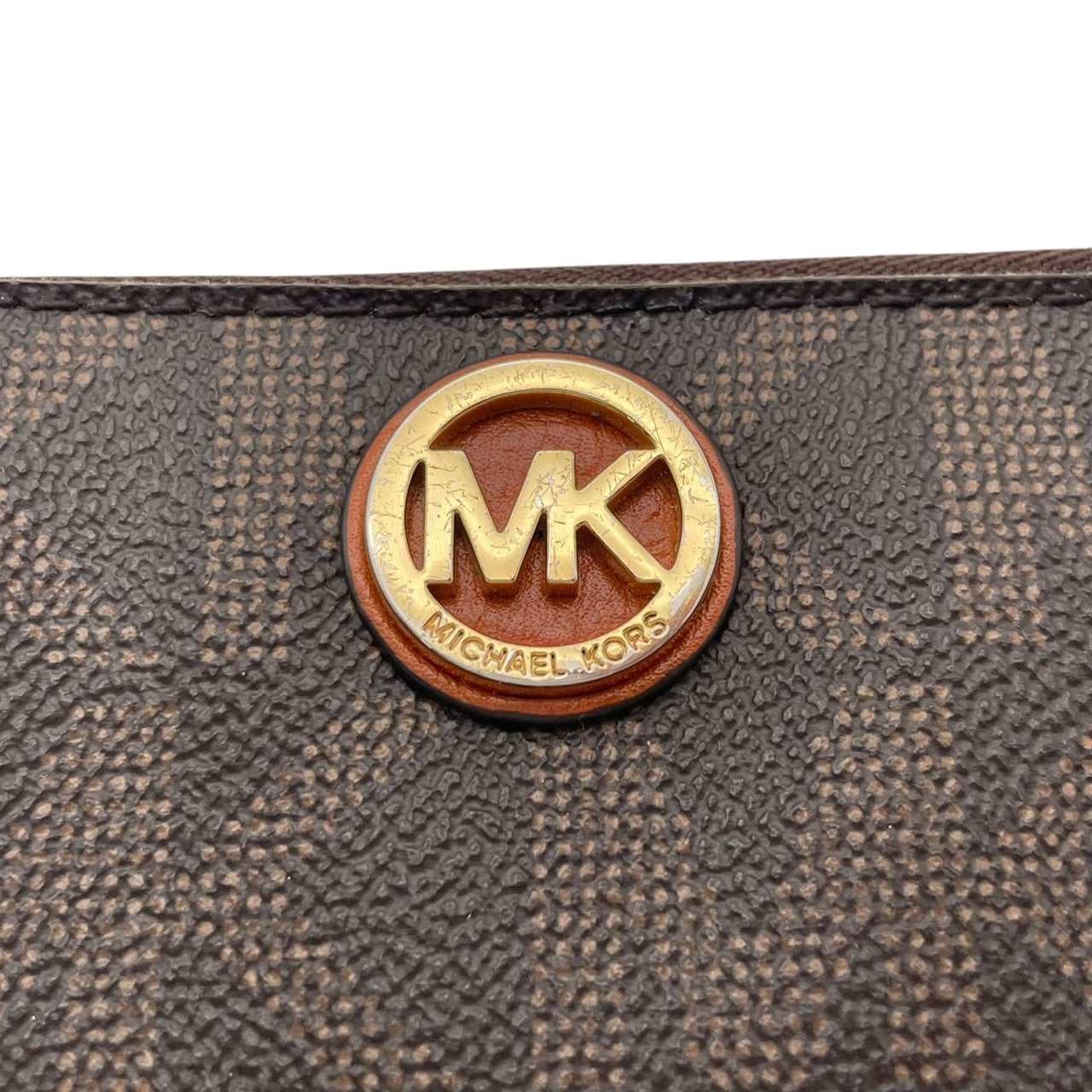 美品 マイケルコース MICHAEL KORS コインケース 小銭入れ カードケース マルチケース PVC レザー 本革 ブラウン 茶 シグネチャー レディース エレガント クラシック カジュアル コンパクト デイリー 通勤 通学 お出かけ 上品 大人 M5