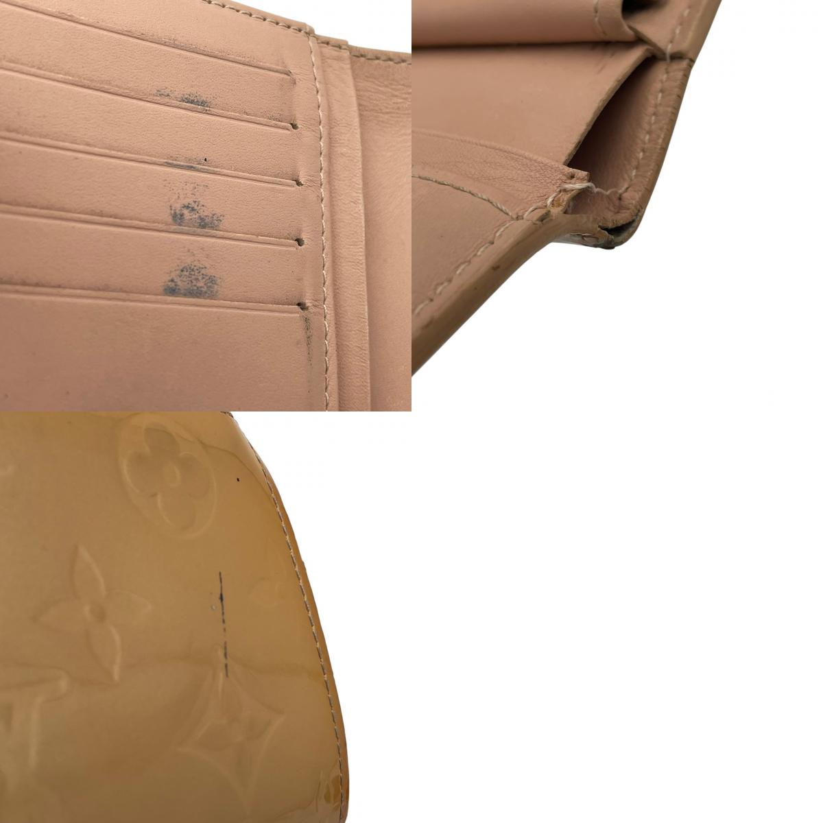 ルイヴィトン LOUIS VUITTON モノグラム ヴェルニ ポルトフォイユ ヴィエノワ がま口 二つ折り 財布 エナメル レザー イエロー ピンク ベージュ ビンテージ エレガント ブランド 定番 人気 アイテム レディース コンパクト ウォレット W1