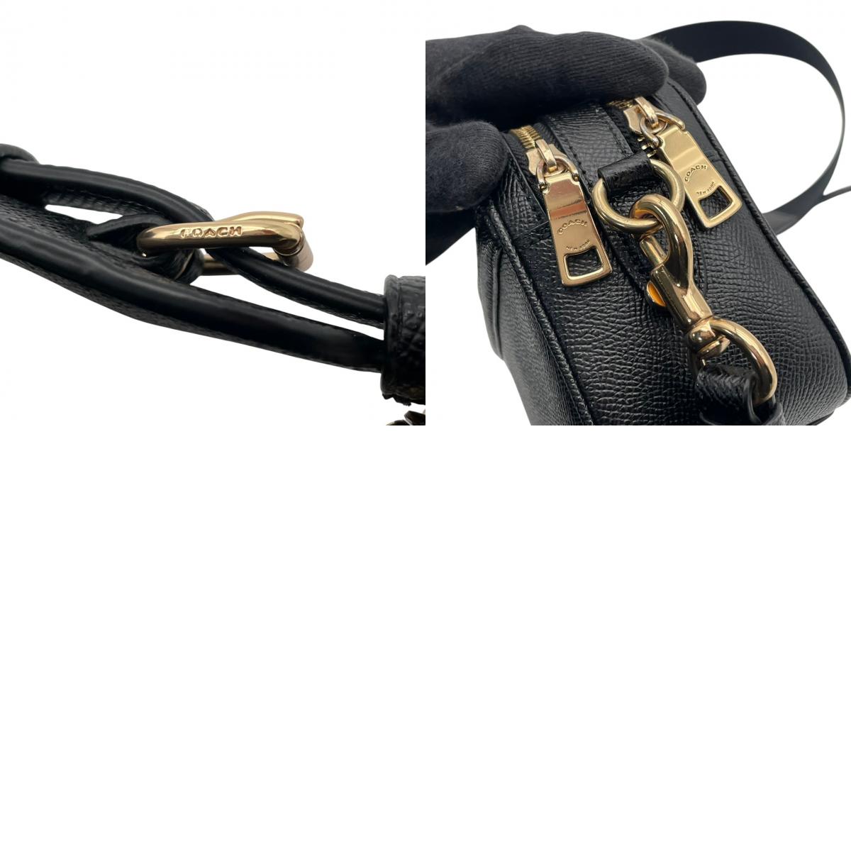 【美品】 コーチ COACH ショルダーバッグ カメラバッグ レザー 本革 ブラック 黒 ゴールド金具 斜め掛け可 肩掛け クロスボディ カジュアル エレガント ビンテージ 鞄 レディース ポシェット コンパクト お出かけ 定番 人気 S57