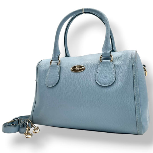 コーチ COACH 2WAY ハンドバッグ ショルダーバッグ 斜め掛け可 レザー 本革 水色 ゴールド金具 ミニボストン ベネット サッチェル ビンテージ クラシック エレガント 上品 鞄 レディース お出かけ 定番 人気 アイテム F33329 S57